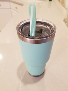 Green and White Striped Straws