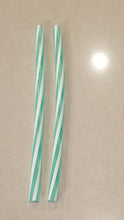 Load image into Gallery viewer, Green and White Striped Straws