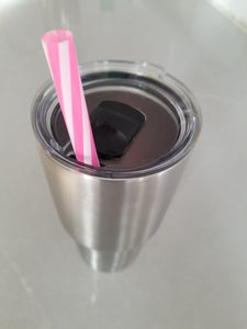 Pink and White Striped Straws