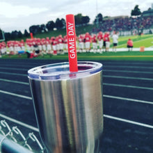 Load image into Gallery viewer, Red Football Themed Silicone Straws